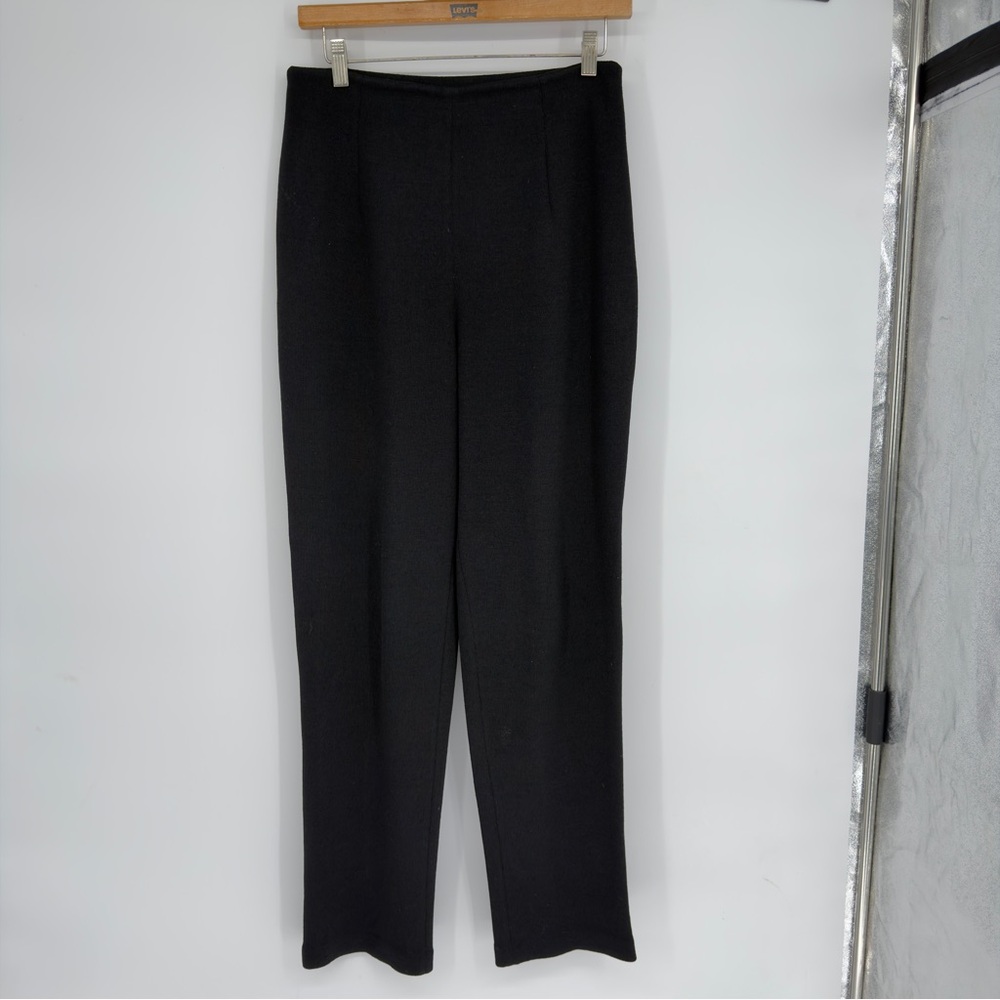 St. John Collection Black Knit Straight Leg Trousers Sz Medium